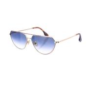 Zonnebril, Goud-Havana Rechthoekige Stijl Victoria Beckham , Blue , Da...