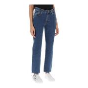 Rechte pijp jeans van gerecycled katoen met contrast stiksels Vivienne...