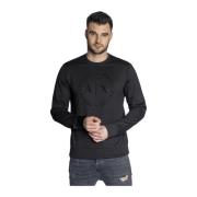 Logo Velours Sweatshirt - Les Noirs Armani Exchange , Black , Heren