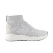 Marmer Gebreide en Leren Trainers ASH , White , Dames