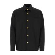 Zwarte Poplin Overhemd - Klieke Stijl Balmain , Black , Heren
