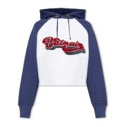 Crop hoodie met logo Balmain , Blue , Dames