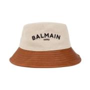 Bucket Hat met Logo Balmain , Beige , Unisex