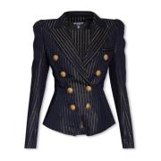 Dubbelrijige blazer Balmain , Blue , Dames