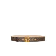 Mini gemonogrammeerde gewaxte canvas Riem Balmain , Brown , Heren