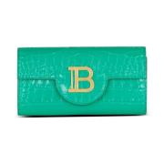 B-Buzz portemonnee van krokodillenprint leer Balmain , Green , Dames