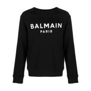 Zwarte Sweater met Balmain Paris Logo Balmain , Black , Heren