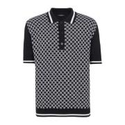 ini monogram polo shirt Balmain , Black , Heren