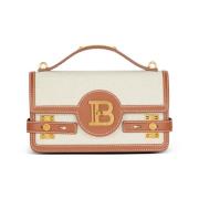 B-Buzz 24 canvas en leren tas Balmain , Brown , Dames