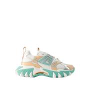 Leren Sneakers - Wit/Groen Balmain , Multicolor , Dames