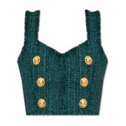 Tweed top Balmain , Green , Dames