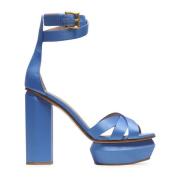 Ava satijnen platform sandalen Balmain , Blue , Dames