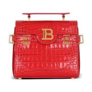 B-Buzz 23 bag in crocodile-print leather Balmain , Red , Dames