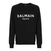 Sweatshirt van katoen met metallic logo-print Balmain , Black , Heren