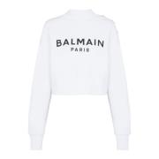 Eco-verantwoord katoenen cropped sweatshirt met logo print Balmain , W...