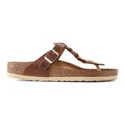 Gizeh Oiled Leather Sandalen Birkenstock , Brown , Dames