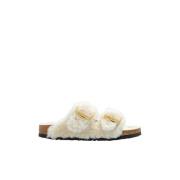 Arizona Big Buckle Shearling Sandals Birkenstock , Beige , Dames