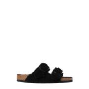 Shearling Sandalen Birkenstock , Black , Dames