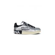 Zilveren Leren Sneakers Dolce & Gabbana , Gray , Heren