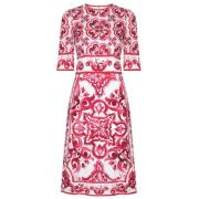 Majolica-print Zijden Midi-jurk Dolce & Gabbana , Multicolor , Dames