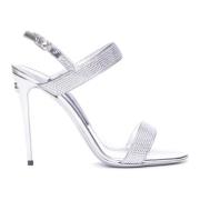 Zilveren Strass Hoge Hak Sandalen Dolce & Gabbana , Gray , Dames