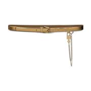 Gouden Ketting-Link Patentleren Riem Dolce & Gabbana , Beige , Dames