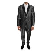 Grijs Gestreept Slim Fit Pak Dolce & Gabbana , Gray , Heren