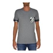 Grijze Heren T-shirt van Katoen met Bloemenzak Dolce & Gabbana , Gray ...