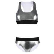 Metallic-Effect U-Hals Bikini Dolce & Gabbana , Gray , Dames