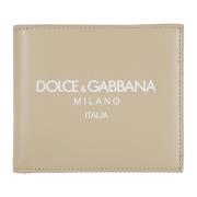 Luxe Leren Portemonnee voor Heren Dolce & Gabbana , Beige , Heren