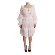 Witte Gerimpelde Off Shoulder Jurk Dolce & Gabbana , White , Dames