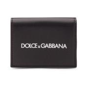 Premium Leren Bifold Portemonnee Dolce & Gabbana , Black , Heren