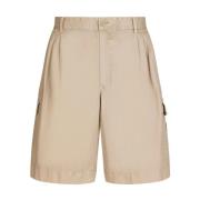 Beige Casual Shorts met Goudkleurige Logo Plaque Dolce & Gabbana , Bei...