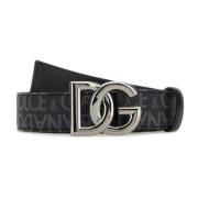 Verhoog je stijl met bedrukte canvas riem Dolce & Gabbana , Black , He...