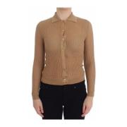 Beige Gebreide Katoenen Polo Cardigan Dolce & Gabbana , Beige , Dames