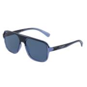 Heren zonnebril met transparant blauw-zwart montuur en donkerblauwe le...