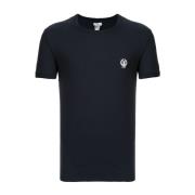 Blauwe Navy Geborduurde Logo T-shirt Dolce & Gabbana , Blue , Heren