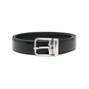 Zwart vierkant-gesp leren Riem Dolce & Gabbana , Black , Heren