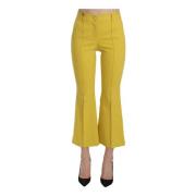 Gele Flared Bootcut Capri Broek Dolce & Gabbana , Yellow , Dames