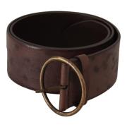 Breed Kalfsleren Logo Riem Dolce & Gabbana , Brown , Dames