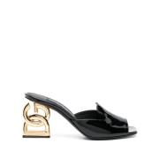 Zwarte sandalen met gelabelde hak Dolce & Gabbana , Black , Dames