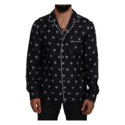 Zwarte Pyjama Top met Kraag en Lange Mouwen Dolce & Gabbana , Black , ...