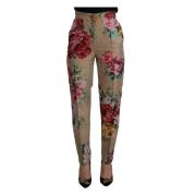 Bloemen hoge taille broek Dolce & Gabbana , Beige , Dames