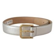 Zilveren Leren Logo Taille Riem Dolce & Gabbana , Gray , Dames