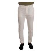 Katoenen Corduroy Slim Fit Broek Dolce & Gabbana , White , Heren