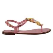 Roze Versierde Slides Platte Sandalen Dolce & Gabbana , Pink , Dames