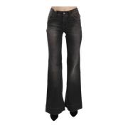 Prachtige zwarte gewassen flared denim broek Dolce & Gabbana , Black ,...