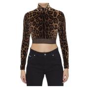 Multicolor Luipaardprint Crop Top Dolce & Gabbana , Multicolor , Dames