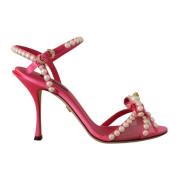 Glamoureuze Roze Satijnen Parel Kristal Hakken Dolce & Gabbana , Pink ...
