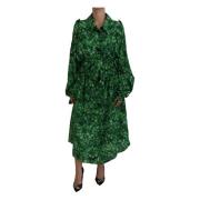Groene Bladeren Print Zijden Trenchcoat Jas Dolce & Gabbana , Green , ...